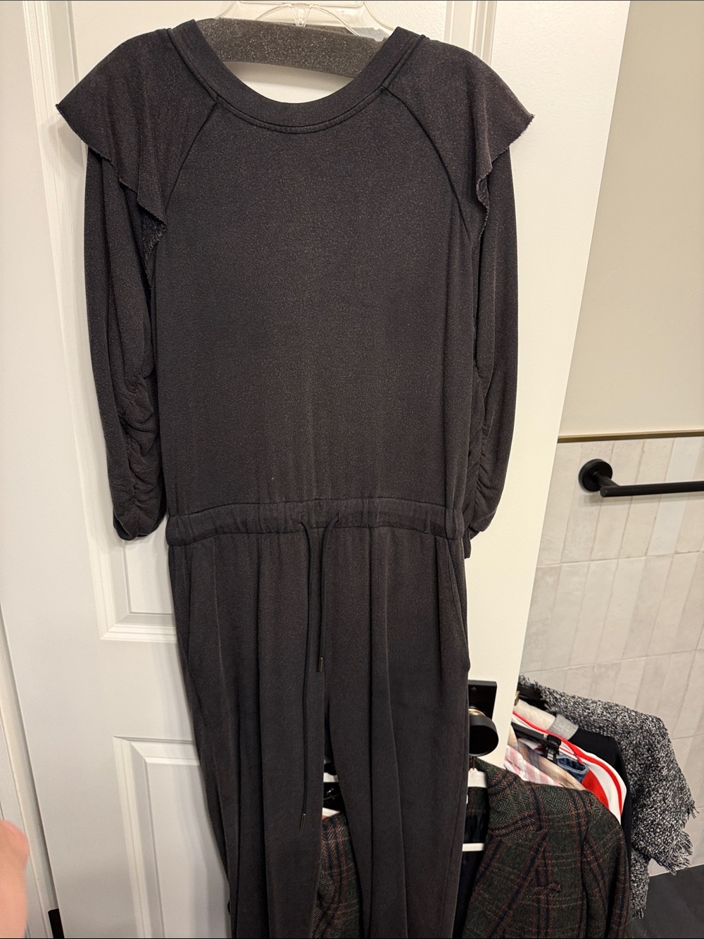 Black Women's Jumpsuit - Casual Long Sleeve Romper